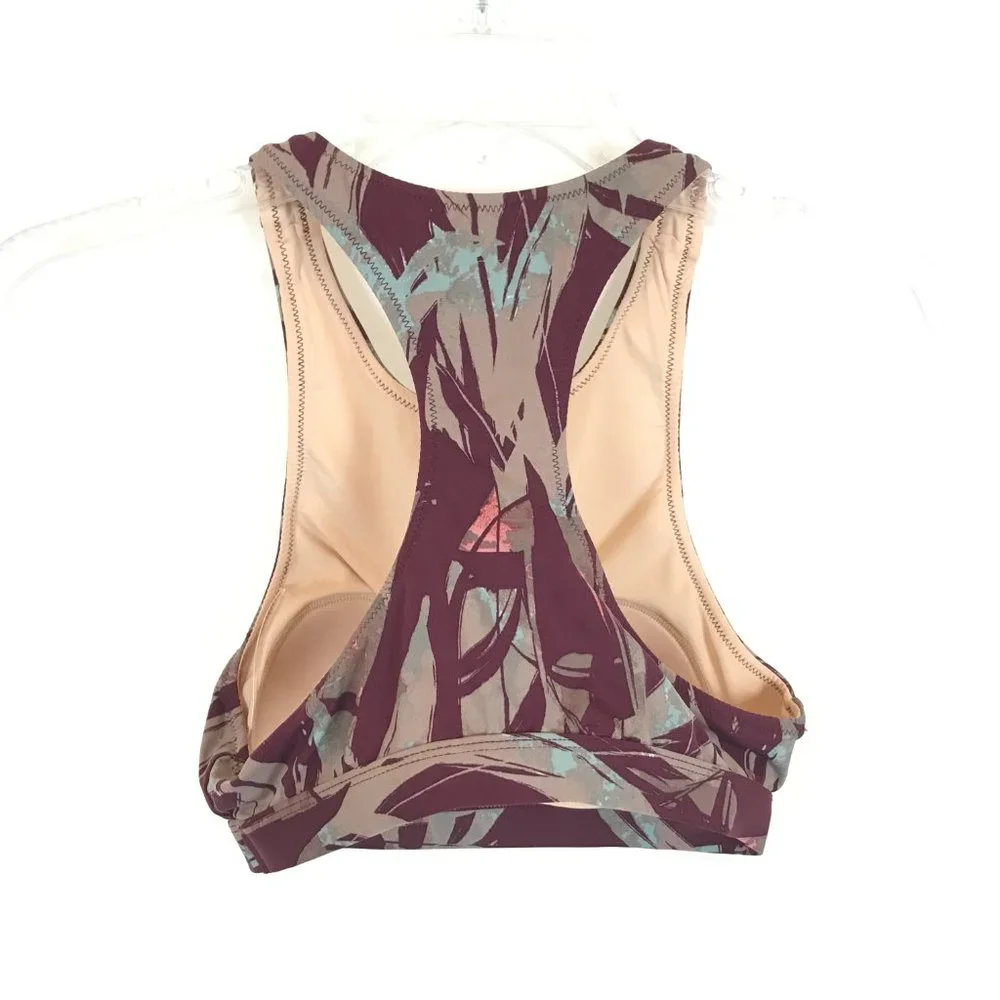 NWOT Womens Size 4 Garnet Hill Purple Gray Floral Active Tankini Top